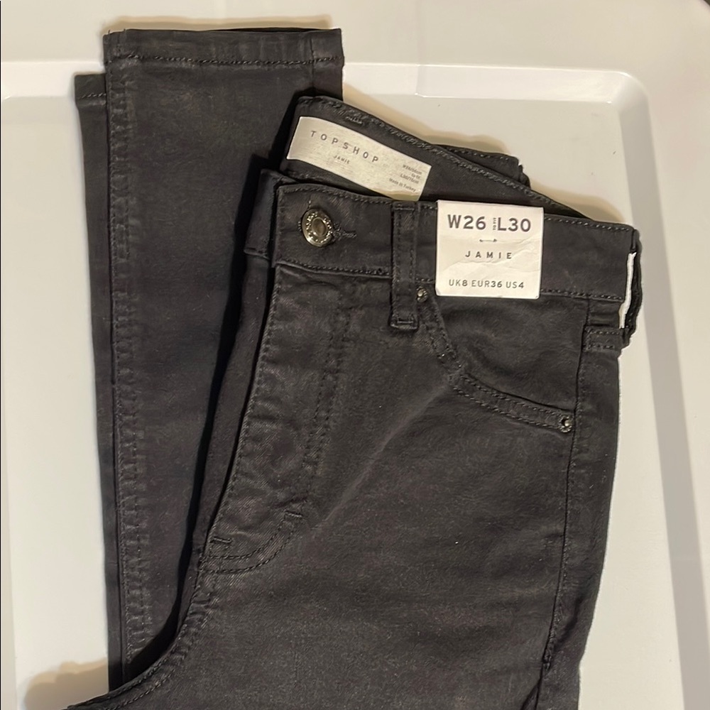 $21 Topshop Jamie Charcoal Skinny Jeans Size W26 L30 NWT